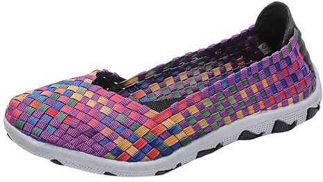 Ballerine da donna elegante Toe Sneaker Slip On Loafers Fashion Breathable Mesh Shoes Ballerine rotonde da donna, multicolore, 40 EU