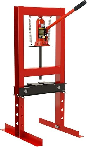 Pressa idraulica da 6 tonnellate – Pressa da pavimento per officina resistente con altezza regolabile per l'installazione di cuscinetti e giunti a U, ideale per uso in garage