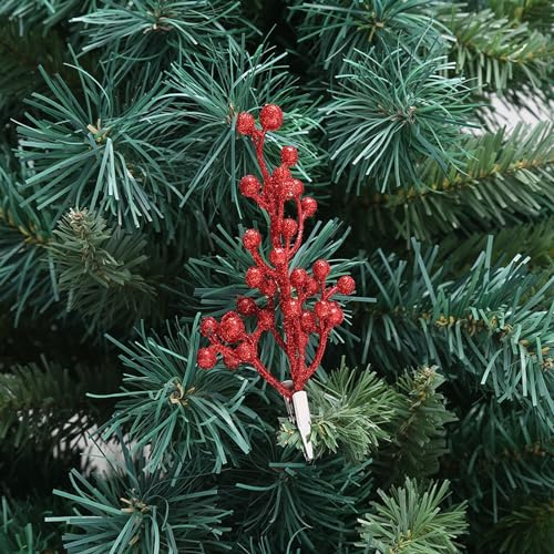 Fiori artificiali alti per vaso da pavimento, rami di bacche di agrifoglio, con clip, per albero di Natale, matrimoni, vacanze, ghirlande, riempitivi per vasi composizioni floreali, fiori artificiali