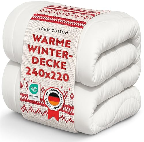 John Cotton New Way Bettdecke 240x220 - Innovativ & Atmungsaktive Winterdecke für Allergiker | Oeko-Test Zertifiziert Bettdecken | Weiche Microfaser Schlafdecke | Winterdecke 240 x 220 cm