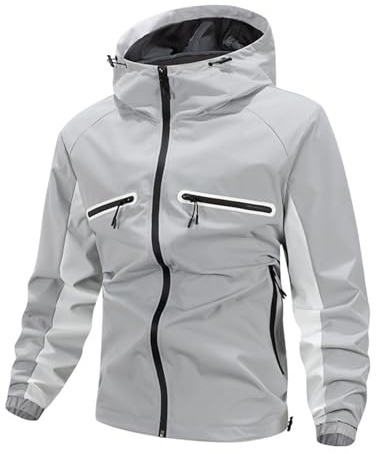 Chamarras Para Hombre Winter Trench Coat Men Big And Tall Zip Up Hoodie Fleece Vintage Tactical Jacket Breathable Windbreak Men's Sport Coats & Blazers Chamarras Para Hombre Para El Frio Light Gray L