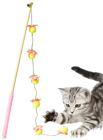 Generisch Katzenangel - Interaktiver Selbstspielstab Mit Fruchtdesign - Interaktiver Katzenspielzeug Stab,Für Kätzchenspiel Im Innenbereich Gegen Langeweile Mit Vogel-, Fisch- Und Maus-Motiven