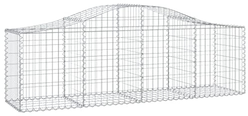 Nqyjm Recinzione in Maglia da Giardino Cesti per gabbioni Arcuati 2 pezzi 200x50x60/80 cm Ferro Zincato, Gabbie per Pietre per Terrazza Esterna Prato Decorativo Modello 1
