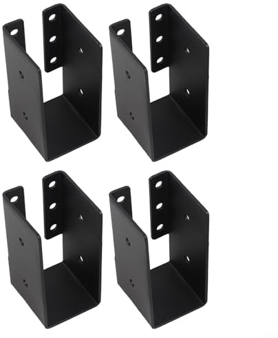 Hosrivae Confezione da 4 ganci neri da legno a legno per travi da 5,1 x 10,2 cm, staffe angolari di rinforzo in ferro Q235 per gazebo, ponti e strutture da giardino