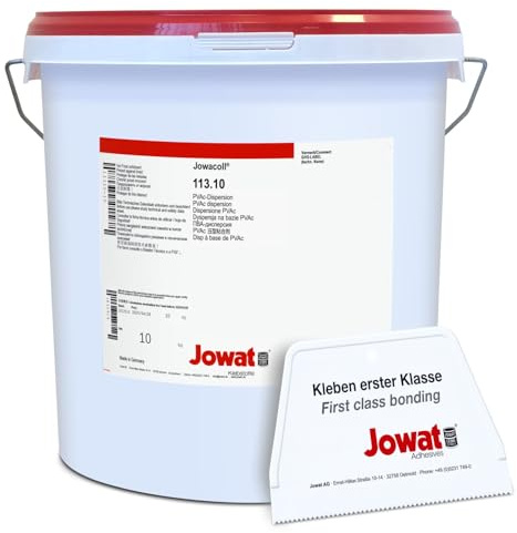 Jowat Jowacoll® 113.10 PVAc Montageleim D2 transparent 10 kg – Holzleim für Montage, Innenausbau & Möbelbau – schnelle Anfangshaftung, hohe Festigkeit, Set inkl. Leimspachtel