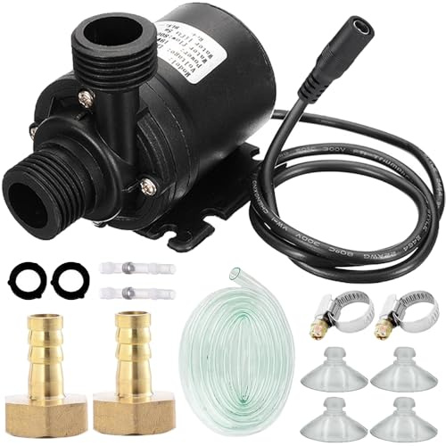 JYUDAUFU DC 12V Mini Brushless Submersible Water Pump, 780L/H 5M Adjustable Flow Submersible Drive Water Pump with Adapter for Solar Aquarium Pond, Fish Tank, Water Circulation