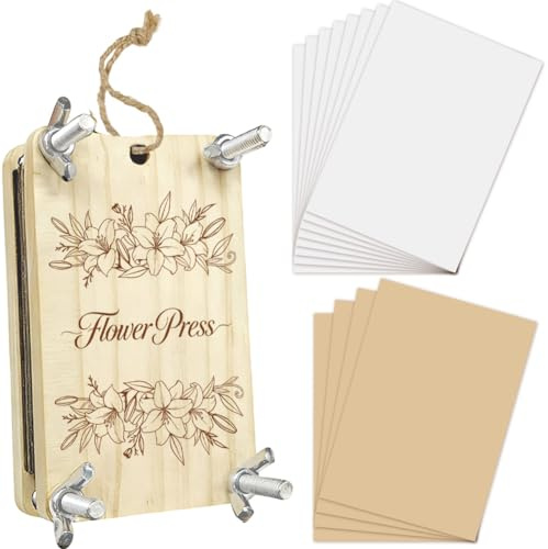 PRESSINART Träblompress för små växter 2,5 x 3,9 tum, 4 lager mini blompress fickbok pressbrädor vår- och sommarreseverktyg DIY