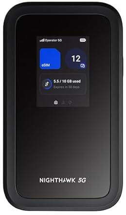 NETGEAR Nighthawk M7 | 5G MiFi Router with eSIM | compatible with any provider | 5G/4G/LTE – for Travel, Work | WiFi 7| 3.6 Gbps | MH7150 with adapter