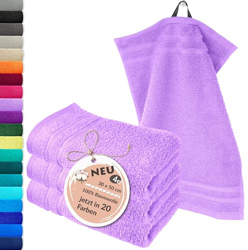 Lashuma Lot Serviette de Toilette, Essuie Main Coton 30x50 cm, London Serviettes invités Aubergine Violette