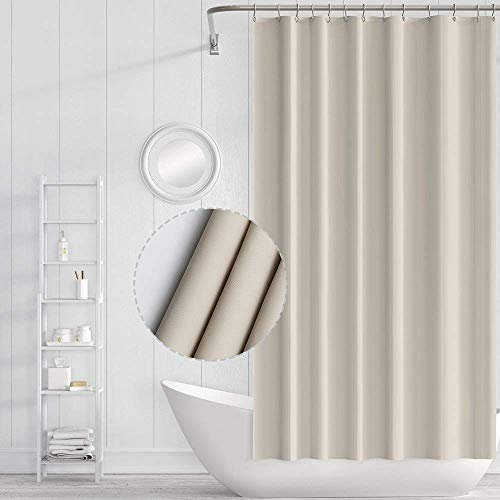 Funria Duschvorhang 180x180 cm Beige PEVA Badevorhang Anti-schimmel Wasserdicht Badezimmer Vorhänge mit 12 Duschvorhangringe Duschvorhang Creme für Badewanne