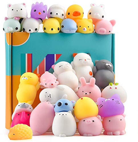 KUUQA 30 Stück Spielzeug Tiere Squishies Squeeze Easter Egg Füller, Kaninchen niedlich Mini Panda Katze Weich Stress Relief Squeeze Spielzeug für Kinder Geburtstag Party Favors Goodie Bag Stuffers