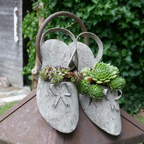Storm's Gartenzaubereien Deko Schuh grau 2 Modelle zum Bepflanzen für Sukkulenten Gartendeko Pflanzschuh Pumps für draussen