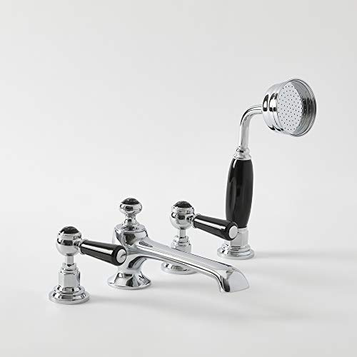 Milano Elizabeth 4 Tap-Hole Bath Shower Mixer Tap Lever Handles - Chrome Black