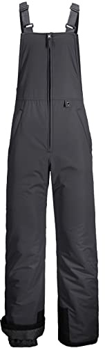 GEMYSE Herren Skihose wasserdicht gefüttert Schneehose mit verstellbaren Trägern Winddicht Overall für den Winter Snowboardhose für Outdoor Sport(Grau Schwarz,L)