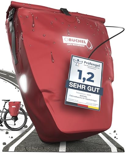 Büchel Fahrradtasche für Gepäckträger I 25.4 L - 100% Wasserdicht I mit Tragegriff und Schultergurt I fahrradtasche gepäckträger, gepäckträgertasche, Fahrrad Taschen hinten