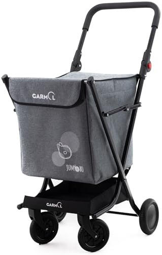 GARMOL Carro de la Compra Plegable 66 litros | Carro de la Compra 4 Ruedas Gran Capacidad | Carrito Compra 4 Ruedas Plegable Color Gris