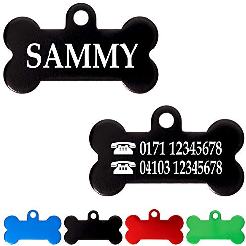 Ibera gifts - Hundemarke mit Gravur - Personalisierte Hundemarke in Knochenform für kleine und mittelgroße Haustiere - Hundemarke personalisiert aus Aluminium