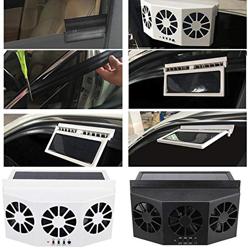 TOTMOX Ultra Thin Solar Window Chassis, Solar Car Exhaust Fan, Car Radiator Fan, Energy Saving ABS 4W Ventilation Air Purifier - White