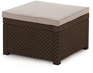 SP Berner Shaf - Diva | Puff Exterior para Muebles de Jardin - Taburete Bajo de Jardin | Fabricado en España con Materiales Reciclados - Color Wengué