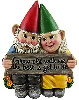Garden Ornaments Outdoor, Growing Old Together Dwarf Couple Romantic Statue, Resin Dwarf Gnomes Garden Decorations, Craft Figurine Decoration For Patio Garden Lawn, 14.5x12x7cm