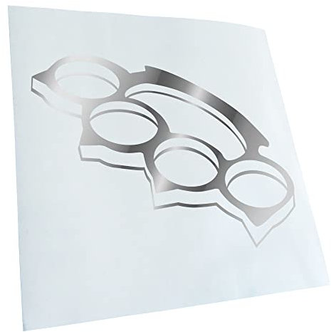 Kiwistar - Autoaufkleber - Chrom - 60x45cm Schlagring Faust - Heckscheibe Auto Aufkleber wetterfest für Kfz LKW Mofa Truck - Sticker außen selbstklebend Tuning Zubehör für Fenster Fahrzeug Scheibe