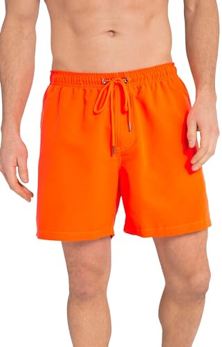 JP 1880, Män, stora storlekar, badshorts med blixtlåsficka, Neon orange, 4XL