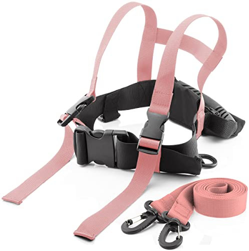 MidGard SKI Sicherheitsgurt für Kinder Ziehgurt Skigurt Lernhilfe Skitrainer Pferdeleine Rosa