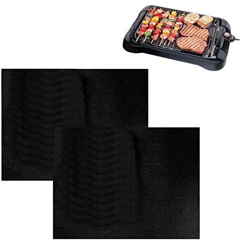 Kasmole 2er Set BBQ Grillmatten, BBQ Antihaft Grill-und Backmatte Wiederverwendbar, Grillmatten Für Gasgrill Und Holzkohle-Frei, BBQ Matte Als Grillrost Auflage, Perfekte Backunterlage, Schwarz