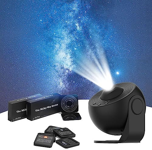 BestYiJo Proyector Estrellas, LED 12 Piezas Alta Definición 4K Diapositivas, Rotación Soporte, con Velocidad Y Brillo Ajustables, Globo Luz Ambiental, Planetario Proyector Galaxia Nebulosa (Negro)