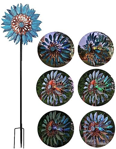 Solar Solar Windrad, 213cm Groß Windspiel Metall, Edelstahl Kugellager Windrad Metall XXL, FüR Den AußEnbereich,Terrasse