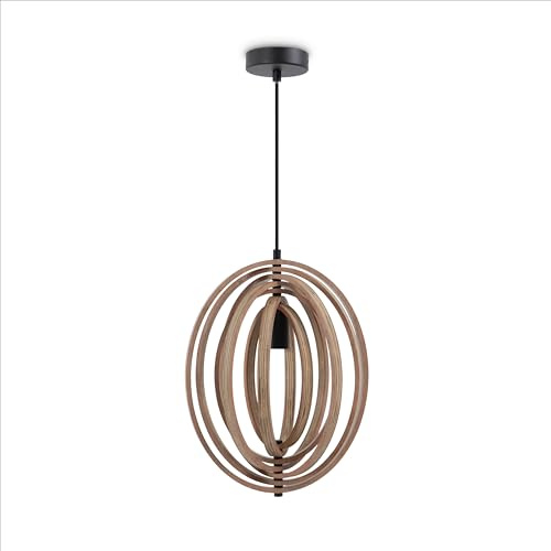 Paco Home Pendelleuchte Deko Wohnzimmer Hängelampe Esszimmer Leuchte Esstisch Lampe Schlafzimmer Lampenschirm Holz E27, Lampenart:Pendelleuchte - Typ 3, Farbe:Holz
