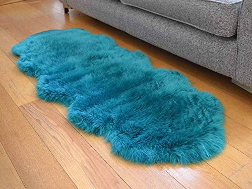 Tappeto in pelle di pecora color foglia di tè, morbido e soffice, 65 cm x 170 cm, in finta pelliccia, antiscivolo, perfetto per la decorazione della camera da letto