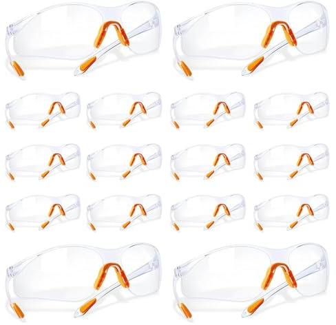Schutzbrillen, 16-er Pack Transparent Schutzbrillen mit Gumminase Schutzbrille für Sicheren Schutz Augenschutzbrille Sicherheitsbrille Laborbrille Kratzfeste Linsen für Damen und Herren