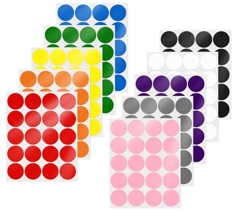 YIKIADA 200 Stück Bunt Klebepunkte 50 mm Vinyl Selbstklebende Runde Etiketten Abnehmbar Aufkleber Wasserdicht Punktaufkleber für Büro