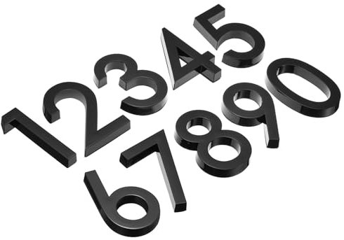 PATIKIL Numéro de Maison Numéros de Boîte aux Lettres 3D 0-9 pour l'Extérieur, 20Pcs Adresse de Porte, Chiffres Métalliques, Lettre Auto-Adhésive pour Maison, Bureau, Noir
