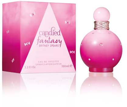 Britney Spears Candied Fantasy 100 ml – Eau de Toilette de Mujer – Fragancia Floral Gourmand – Notas de Chicle, Hibisco Rosa y Almizcle – Frasco Rosa en Degradado