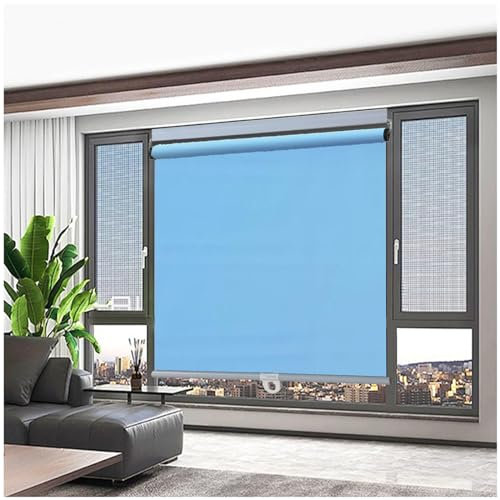 Fensterrollos, Verdunkelungsrollo, Einziehbarer Verdunkelungsvorhänge, Sonnenschutzrollos 58x125/90x150/130x180cm, Temporäre Jalousien, Ohne Bohren,blue-130x200cm/51 * 79in