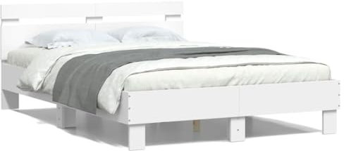 ZEYUAN Bettgestell mit Kopfteil Beleuchtung Weiß 120x190 cm, Bett, Bed Frame, Familienbett, Bettrahmen, Bett Gestell, Bett Rahmengestell, Schlafzimmer Bett - 3207574