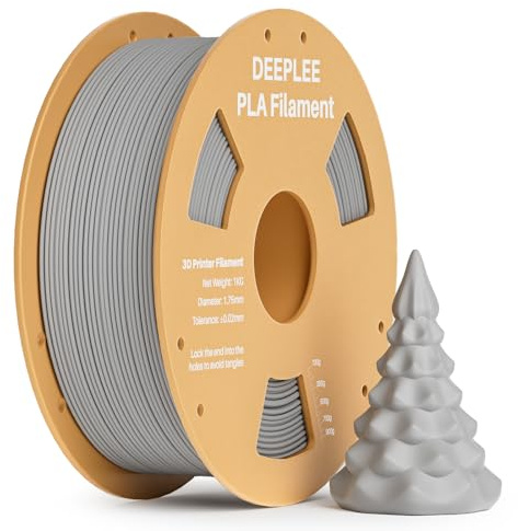DEEPLEE PLA Filament 1.75mm, 3D Drucker Filament 1kg Grau | Höhere Zähigkeit, feine Oberfläche, hervorragende Schichthaftung, sauber gewickelt, FDM-kompatibel