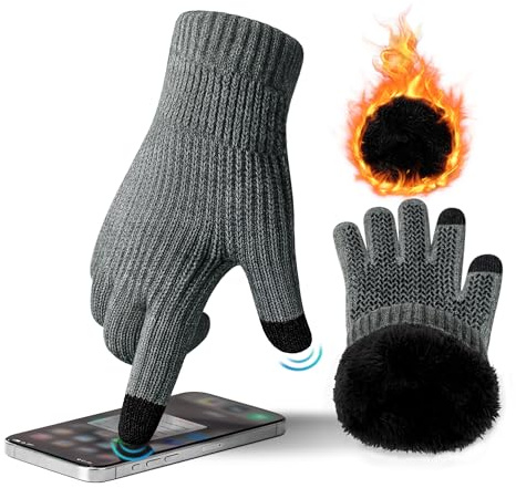 ineepor Alpaka Handschuhe Herren Damen Doppelschicht Touchscreen Thermo Warme Fleecefutter Winterhandschuhe Wolle Strickhandschuhe Rutschfeste