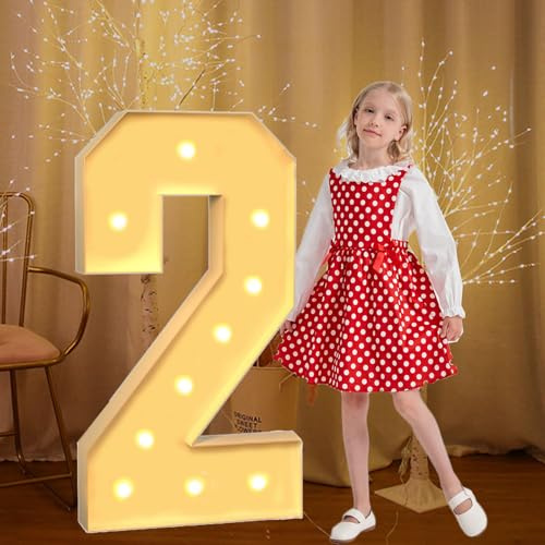 120 cm langes Festzelt, beleuchtet, Nummer 2, weiß, groß, vorgeschnittene Schaumstoffplatte, Mosaiknummer für 2. 12. Geburtstag, Hochzeiten, Baby-Jubiläen, Party-Dekoration
