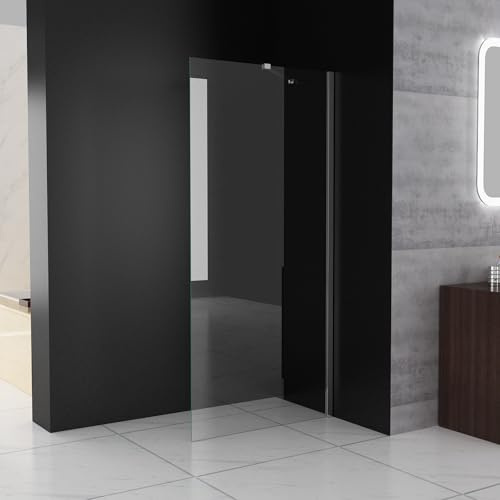MIQU Duschwand für Dusche 90 x 195 cm Duschscheibe, 6 mm Dickes ESG NANO Klares Glas Seitenwand mit Stabilisator, Walk in Duschabtrennung Duschtrennwand für Bad, WC, Badezimmer