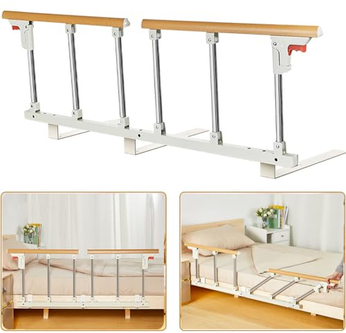 HEYOUTH Bettgitter,Bettgitter Senioren Rausfallschutz,Faltbare Bettgriff Aufstehhilfe für Ältere Erwachsene,Sicherheit Bettgeländer,Stahl Bettgitter,für Ältere Senioren Erwachsene Kinder(132x40cm)