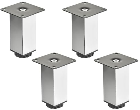 SOTECH 4 pies para muebles ZULU 38 x 38 x 100 mm cromo pulido | capacidad de carga hasta 100 kg por pie, para vitrinas para sofás para armarios
