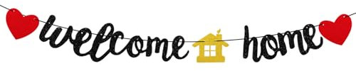 Welcome Home Banner Welcome Home Decorations Glitter Welcome-Home Sign for Housewarming Homecoming Return Party Decorations