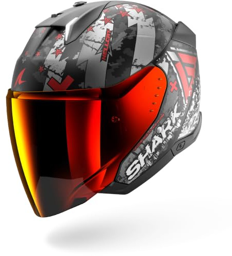 Shark, Jet Motorradhelm SKWAL i3 JET HELLCAT Black Chrome Red KUR, M