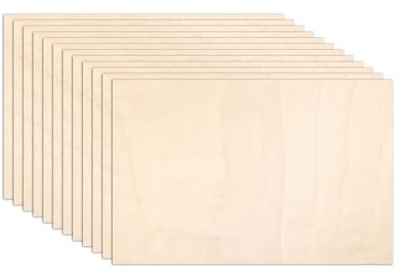 Fyeme 12 hojas de madera de tilo de 12 pulgadas sin terminar hojas de madera contrachapada de 2 mm de grosor cuadradas/rectangulares, piezas de madera multiusos para manualidades, corte de madera