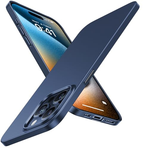 TORRAS Ultra Dünn für iPhone 15 Pro Hülle Samtiger Griff (Nie Staub anhaftend) Unzerbrechlich Schutz Handyhülle iPhone 15 Pro Case Elegantes Aussehen Slim Blau