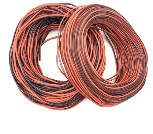 Canalina for cavi elettrici Solido 2 pin Cavo elettrico in rame Cavo connettore for lampada fai da te Cavo in gomma siliconica ultra morbida da 26 AWG a 10 AWG Connettore nero rosso (Dimensioni: 10 me