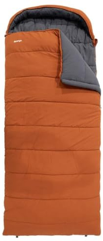 Vango Stellar Grande XL Quadratischer Schlafsack mit geformter Kapuze, isoliertes, weiches, glattes Polair-Futter und Schale, Reißverschlussschutz, doppellagige Konstruktion für zusätzliche Wärme, 3